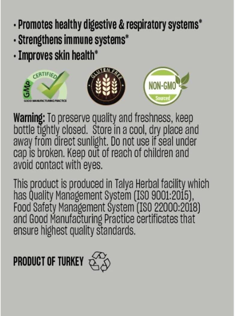 3.4 fl. oz TALYA Liquid Black Seed Oil - High Thymoquinone Dietary Supplement for Immune Support - Cold Pressed Turkish Black Seed Oil - Non-GMO