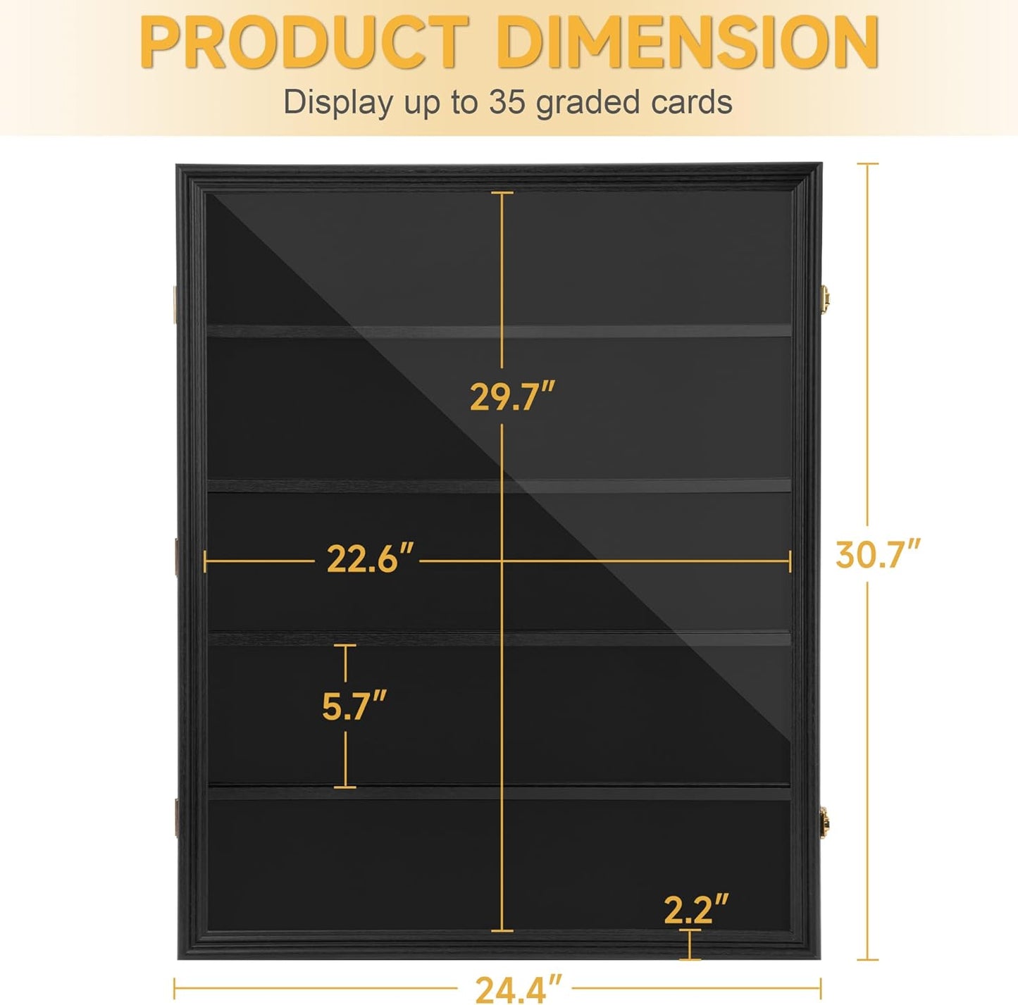35 Baseball Sports Card Display Case with UV Protection - Clear View Lockable Wall Cabinet for Collectible Trading Cards by WELIDAY