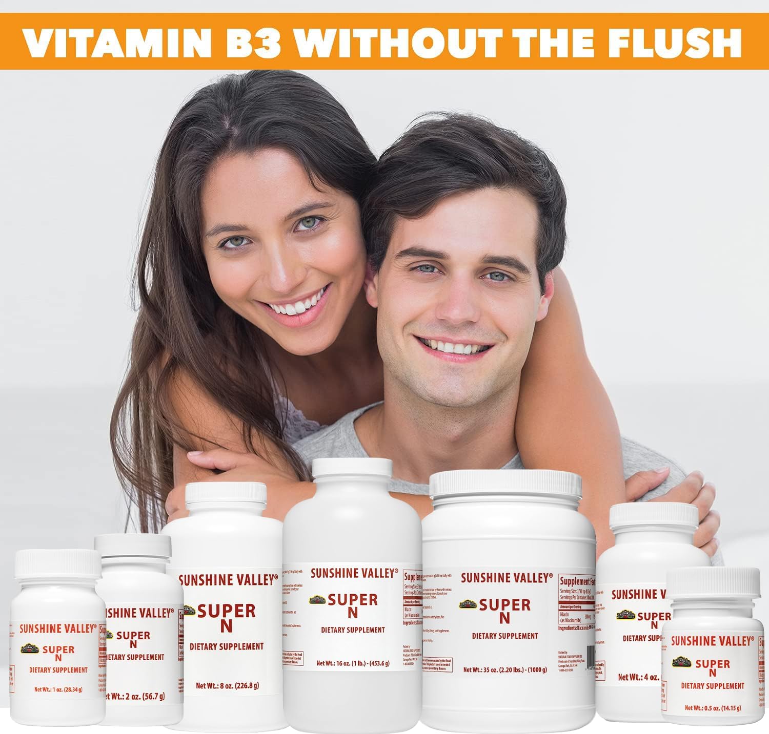 35 oz Sunshine Valley Super N Niacinamide Powder - Niacin Vitamin B3 Supplement for Energy, Digestion, Anti-Aging, and Skin - Natural, Gluten-Free, Flush-Free