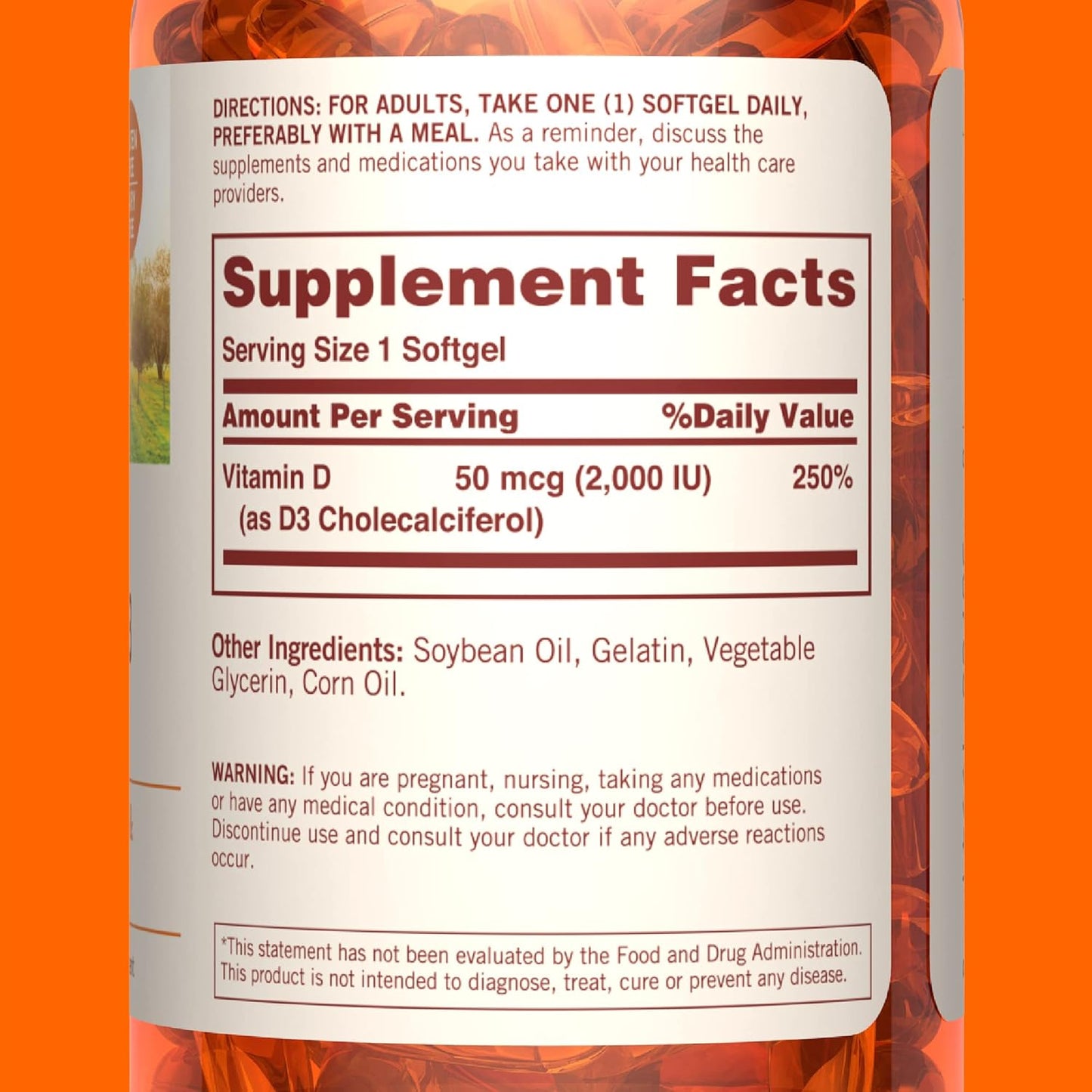350 Count Sundown Vitamin D3 2000 IU Softgels for Bone, Teeth, and Immune Health