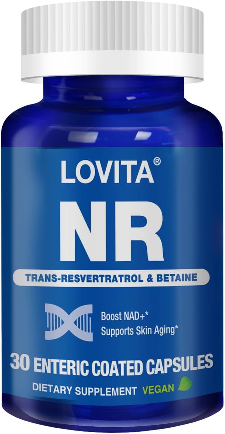 350 mg Lovita NR NAD Supplement with Trans-Resveratrol and Betaine, Boost NAD Plus Levels for Healthy Aging - 30 Vegan Capsules - BoostGo Australia