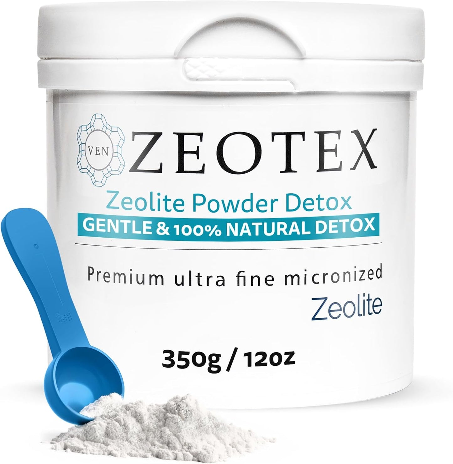 350g Zeotex Zeolite Powder for Full Body Detox Cleanse - Micronized Clinoptilolite Toxin Remover for Food and Juice Detox