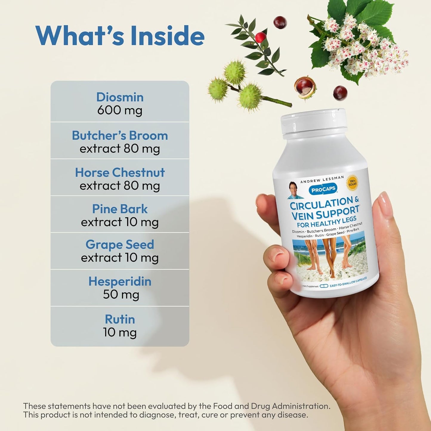 360 Capsules Andrew Lessman Circulation & Vein Support - High Bioactivity Diosmin & Butcher's Broom - Reduces Swelling & Discomfort in Legs - BoostGo Australia