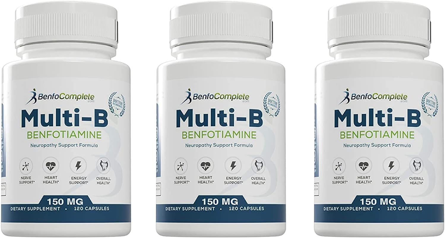 360 Capsules BenfoComplete Benfotiamine Multi-B Neuropathy Support Formula - Pack of 3 Bottles for Nutritional Support