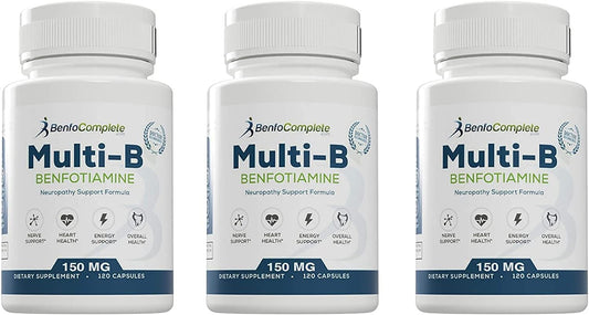 360 Capsules BenfoComplete Benfotiamine Multi-B Neuropathy Support Formula - Pack of 3 Bottles for Nutritional Support