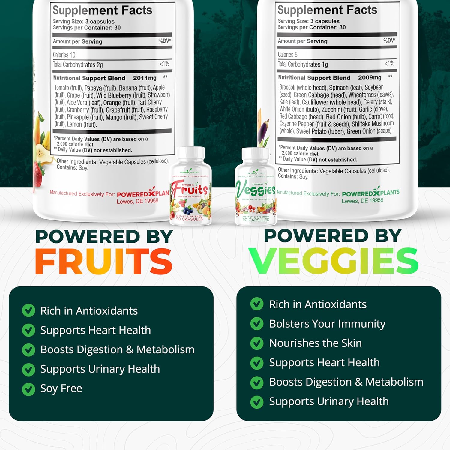 360 Capsules Daily Fruits and Veggies Supplement - Non GMO & Gluten Free Superfood with Natural Vitamins - 60 Days Supply - Plant-Powered Formula - BoostGo Australia