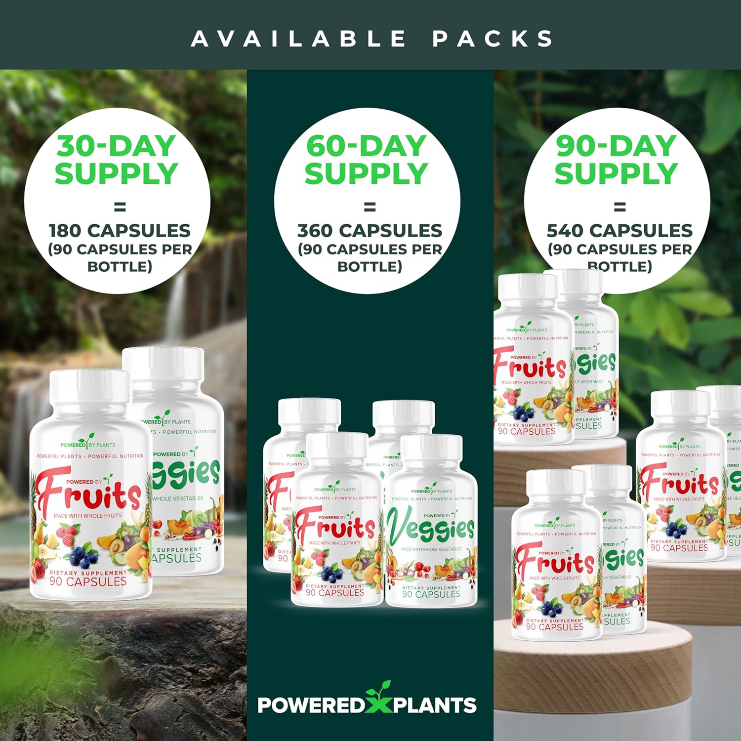 360 Capsules Daily Fruits and Veggies Supplement - Non GMO & Gluten Free Superfood with Natural Vitamins - 60 Days Supply - Plant-Powered Formula - BoostGo Australia