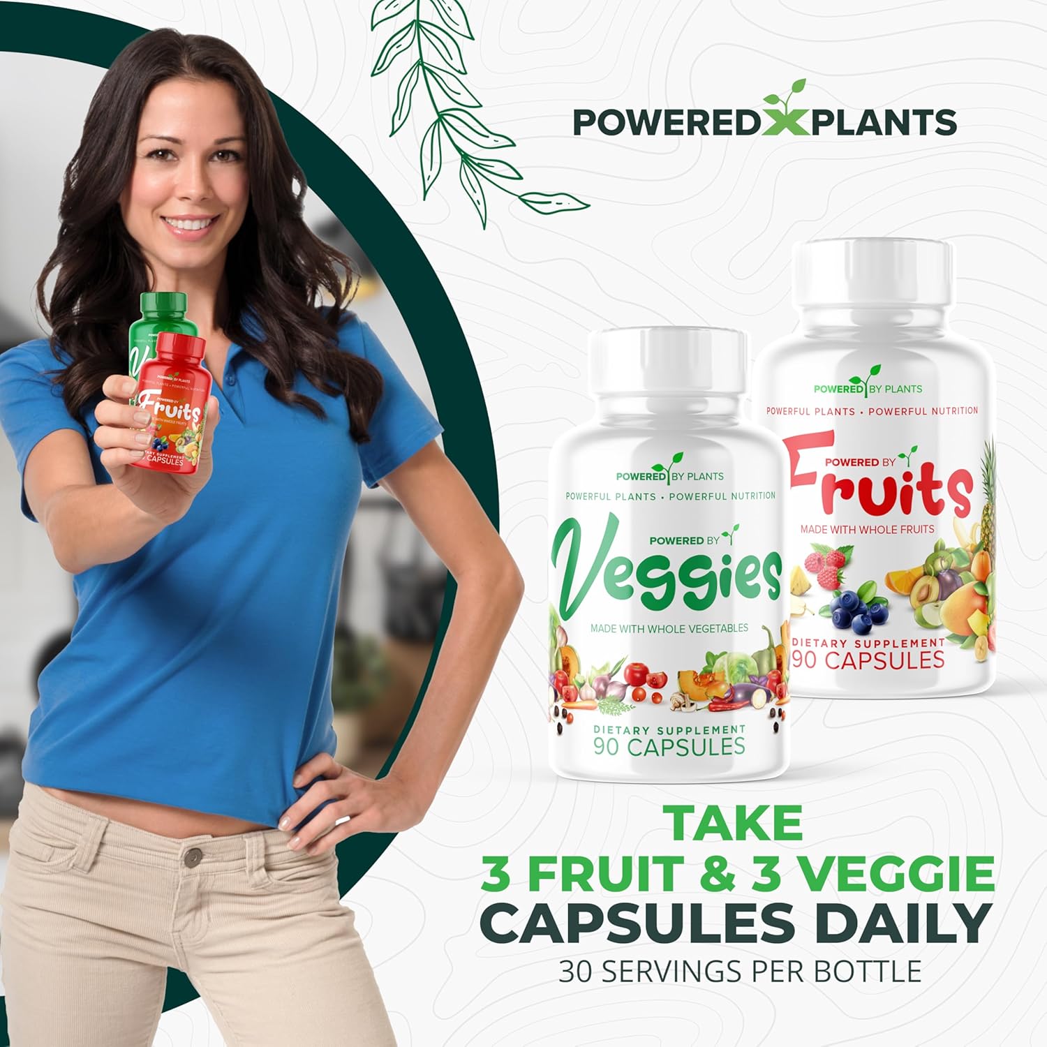 360 Capsules Daily Fruits and Veggies Supplement - Non GMO & Gluten Free Superfood with Natural Vitamins - 60 Days Supply - Plant-Powered Formula - BoostGo Australia