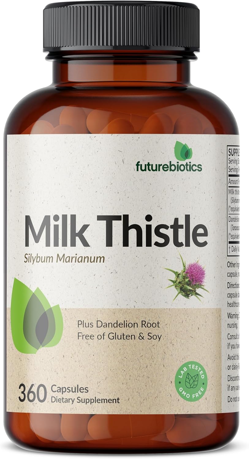 360 Capsules Liver Health Support with Milk Thistle, Silymarin, Marianum, Dandelion Root - Antioxidant & Detox Formula by Futurebiotics