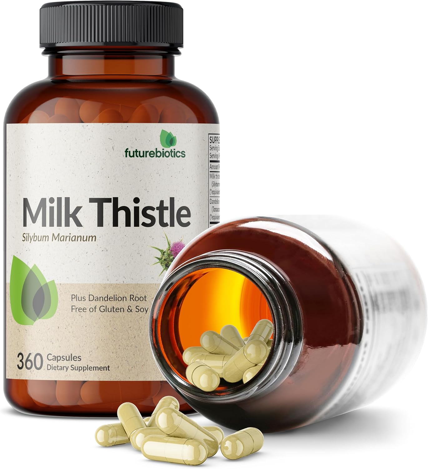 360 Capsules Liver Health Support with Milk Thistle, Silymarin, Marianum, Dandelion Root - Antioxidant & Detox Formula by Futurebiotics