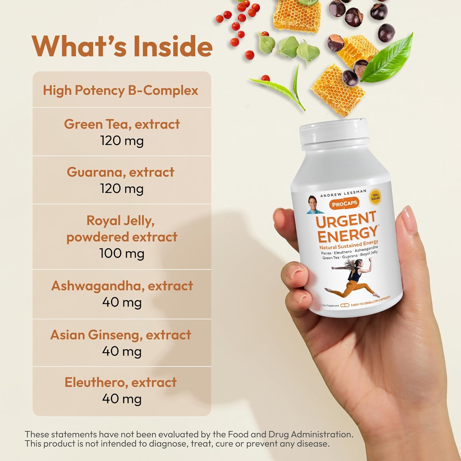 360 Capsules of Andrew Lessman Urgent Energy - Boost Energy Safely with Green Tea, Guarana, Ginseng, Royal Jelly, Ashwagandha, B-Complex for Well-Being