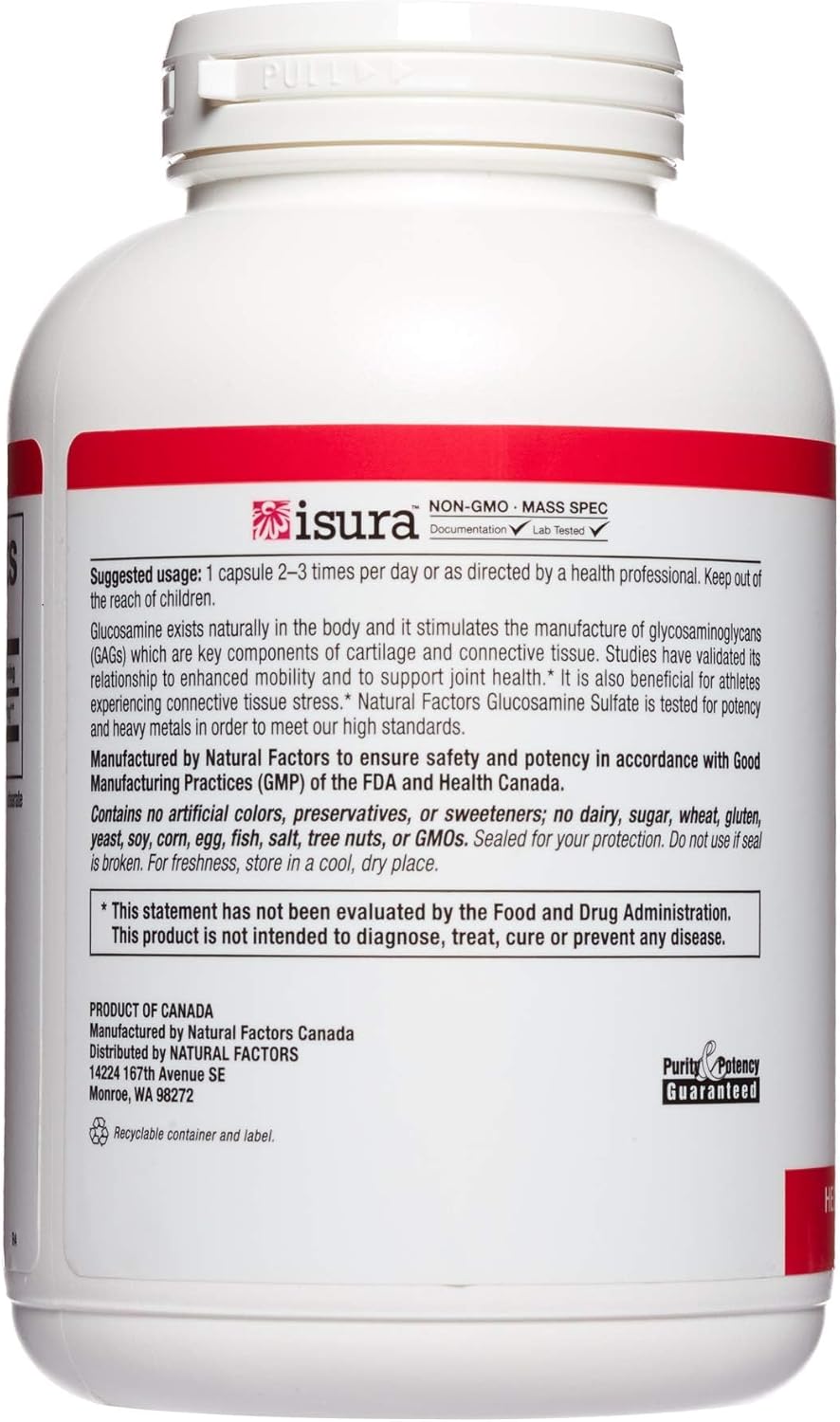 360 Capsules of Natural Factors Glucosamine Sulfate for Healthy Joints, Mobility, Cartilage & Connective Tissue
