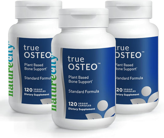 360 Capsules of NatureCity True-Osteo Plant-Based Bone Strength Supplement with AlgaeCal Calcium, Magnesium, Vitamin D3, K2, and Silicon - Stomach-Friendly Formula