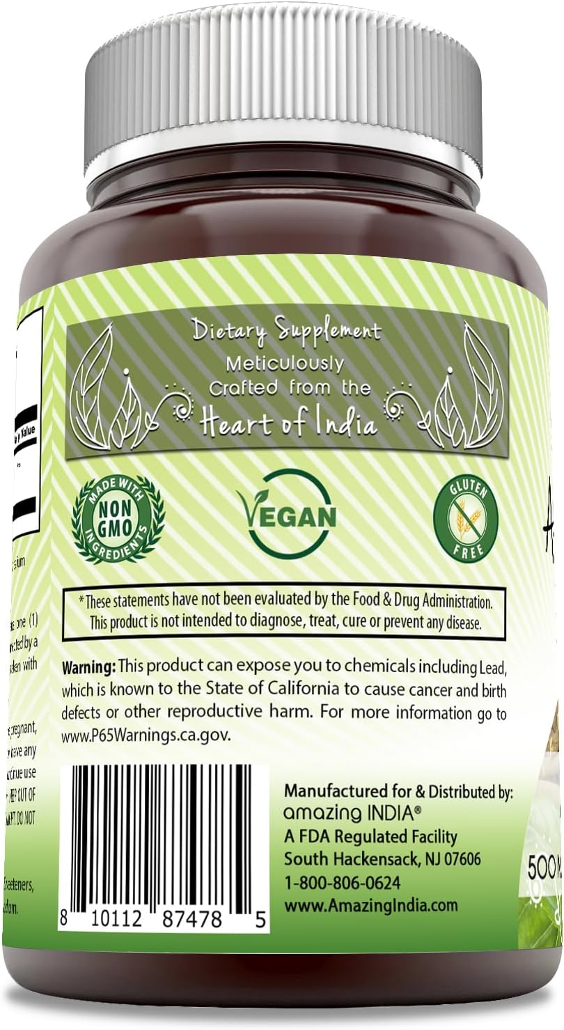 360 Count Ashwagandha Extract 500mg Veggie Capsules Supplement from India | Non-GMO & Gluten Free