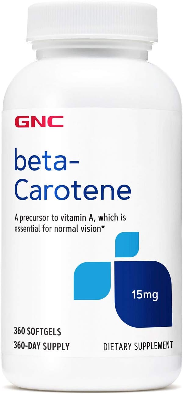 360 Count GNC Beta-Carotene 15mg Capsules for Healthy Vision and Vitamin A Support