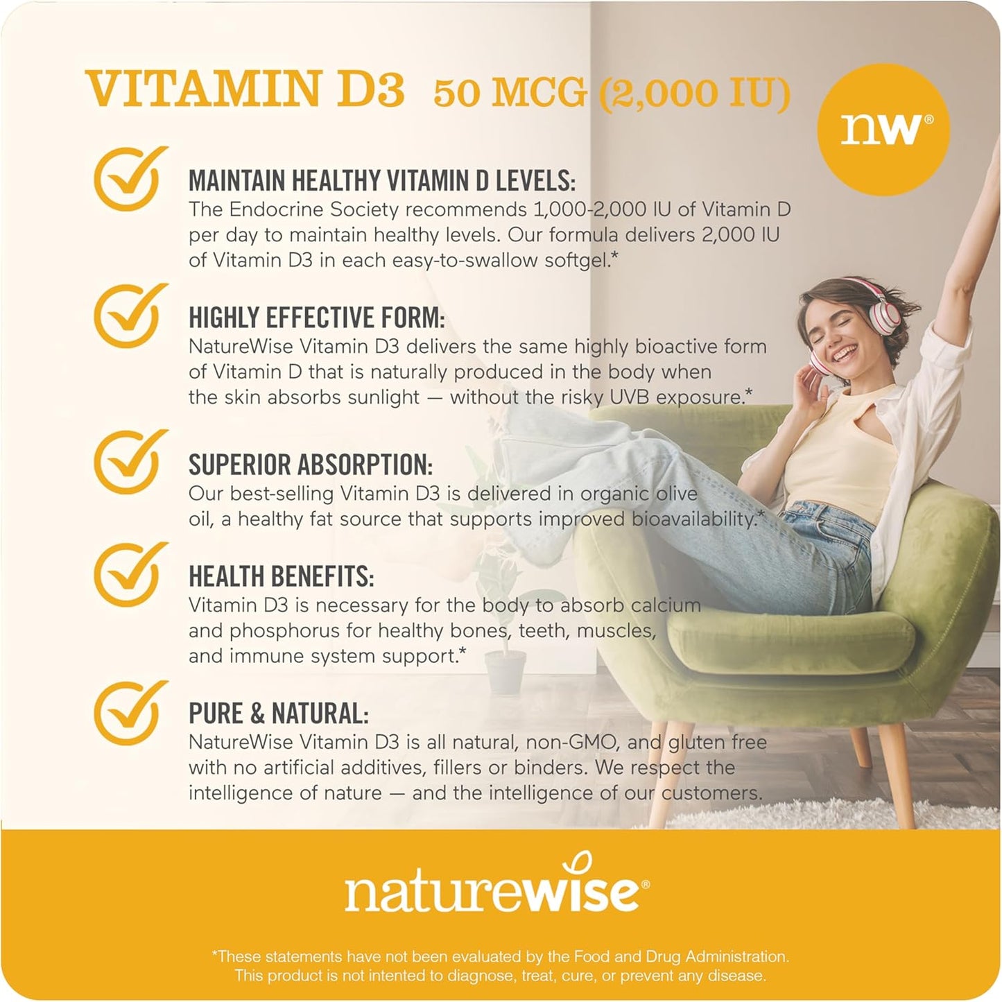 360 Count NatureWise Vitamin D3 2000iu & 60 Softgel Vitamin B12 1000mcg Bundle for Energy, Immune Support, and Muscle Function