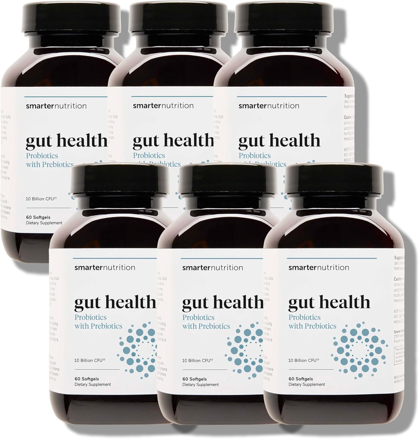 360 Count Smarter Nutrition Gut Health Probiotics with Prebiotics - 100% Soil-Based Strains + MCT Oil - Vegetarian - 180-Day Supply of Immune & Digestive Support