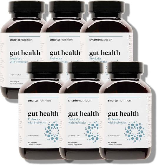 360 Count Smarter Nutrition Gut Health Probiotics with Prebiotics - 100% Soil-Based Strains + MCT Oil - Vegetarian - 180-Day Supply of Immune & Digestive Support