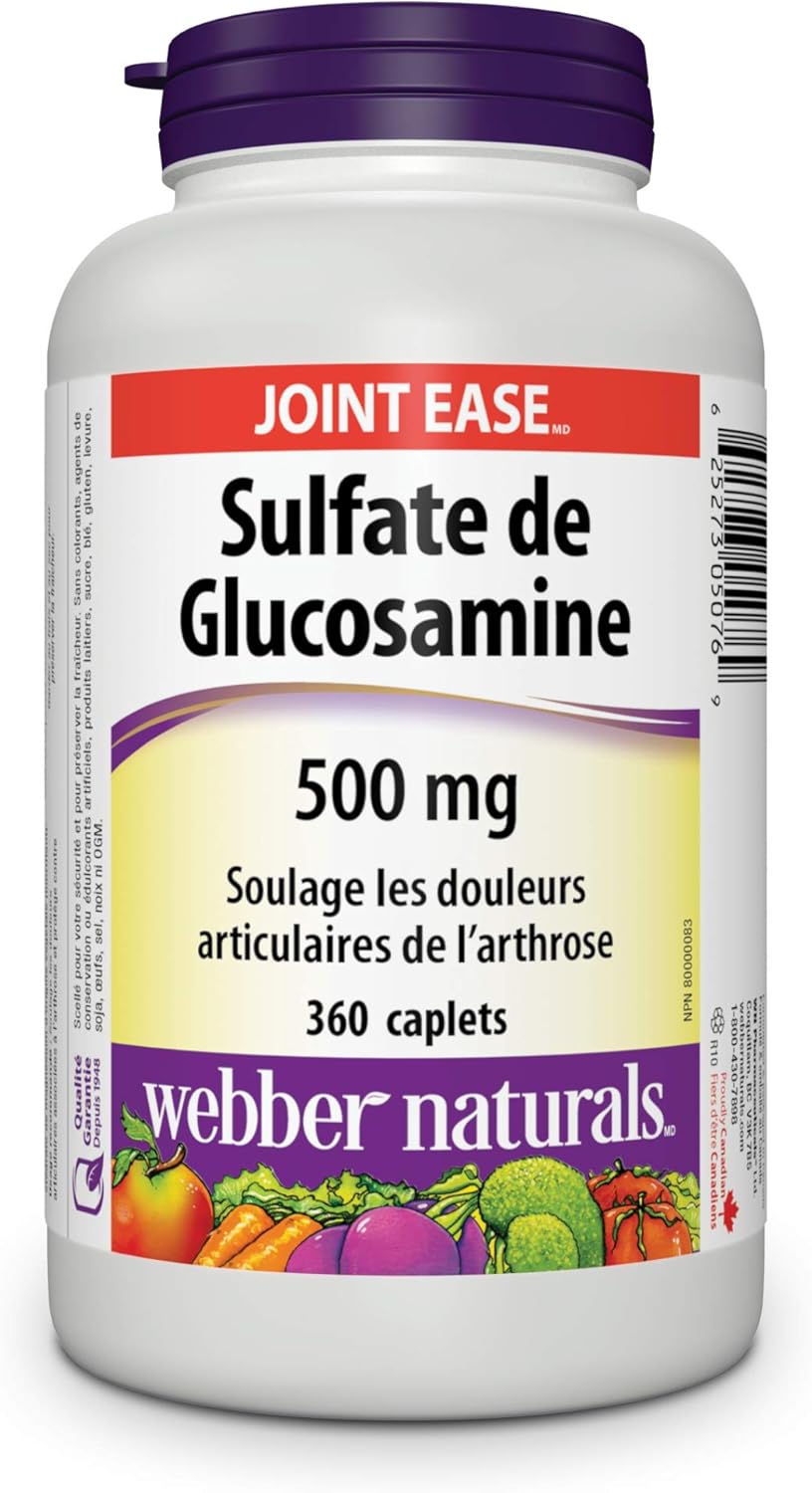 360 Count Webber Naturals Glucosamine Sulfate Super Size Caplets - 500mg