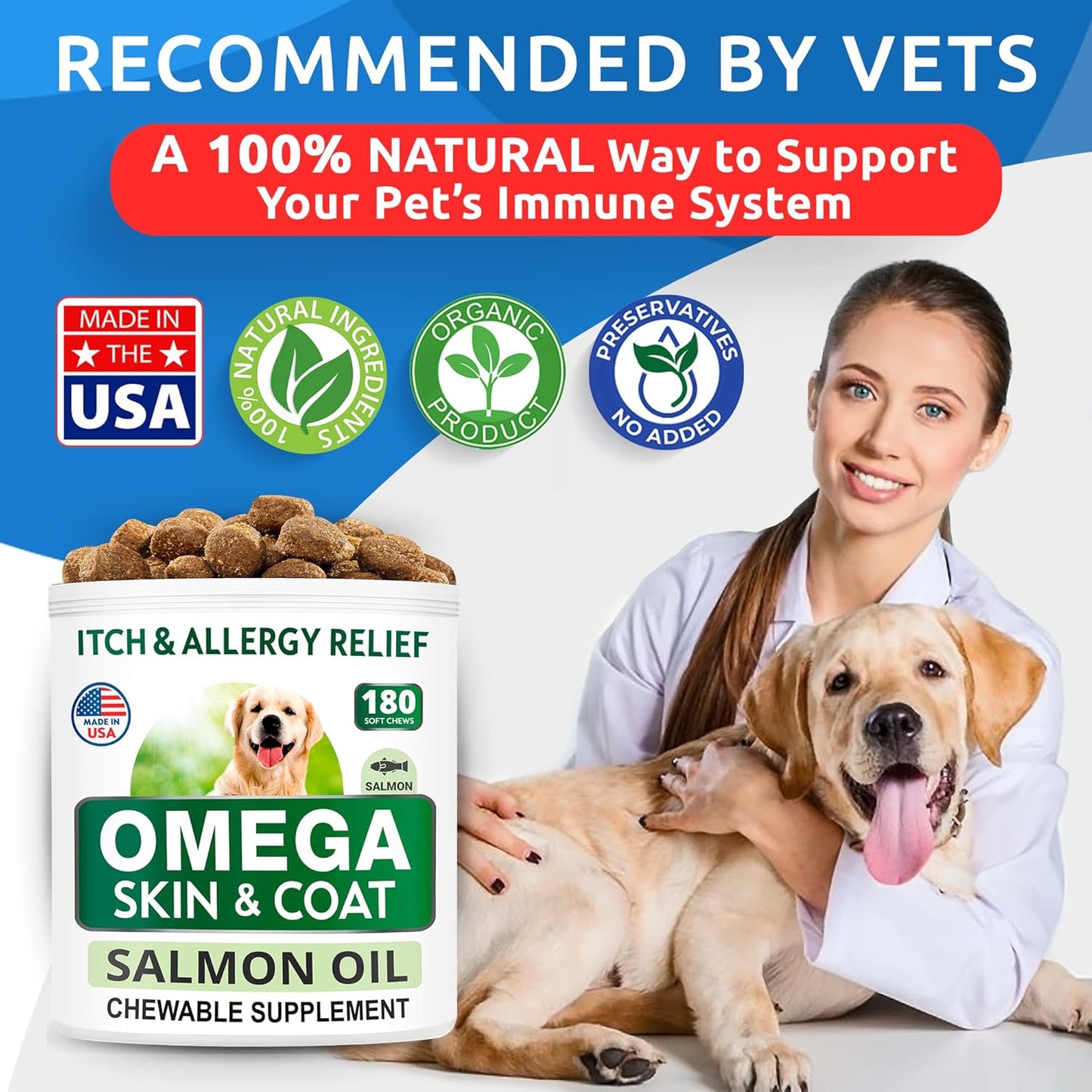 360 Fish Oil Treats for Dog Shedding, Skin Allergy, Itch Relief - Joint Health Supplement for Dogs - Omega 3 Fatty Acids for Skin and Coat - Salmon Oil for Hot Spots