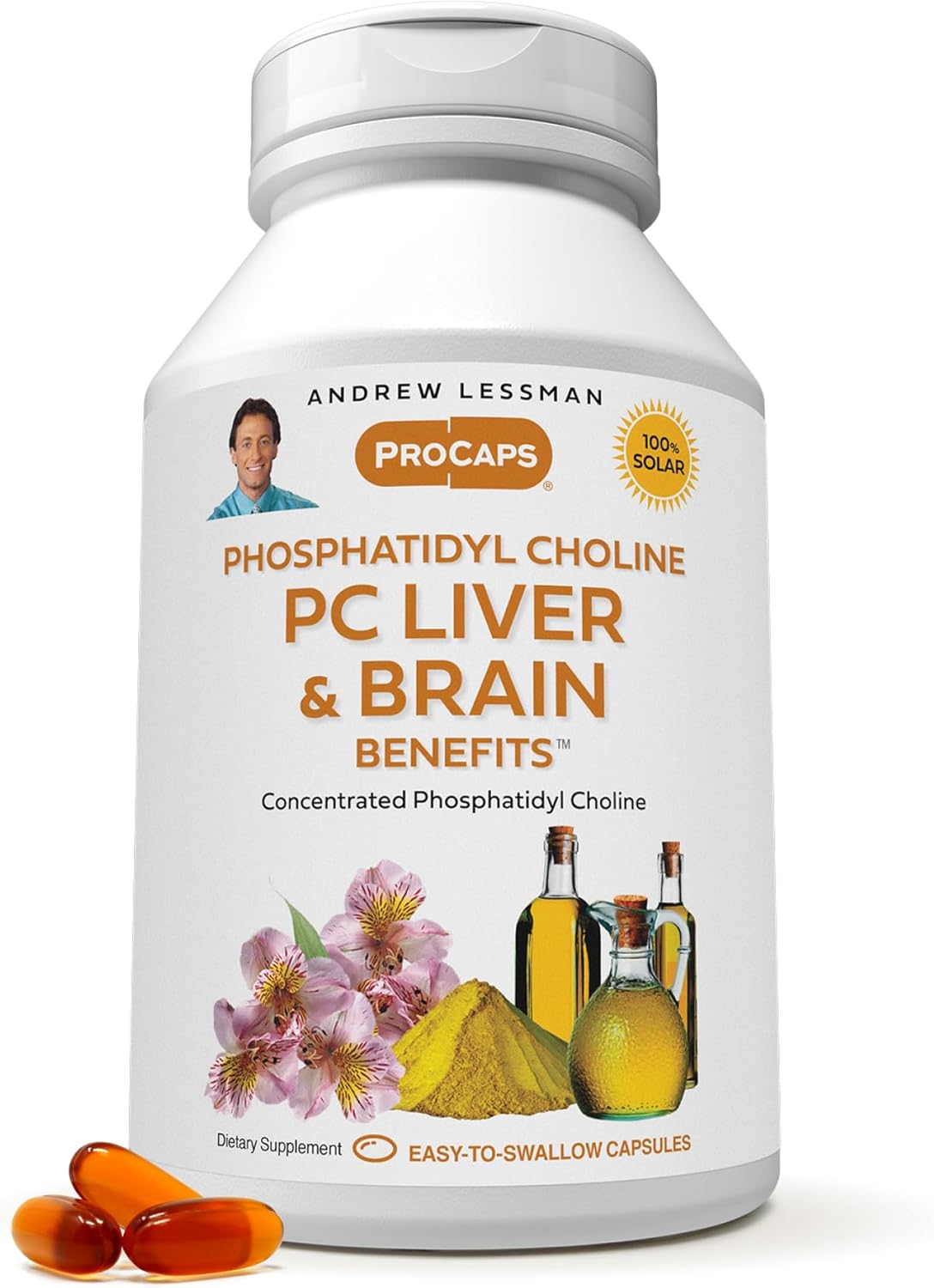 360 Softgels of Andrew Lessman PC Liver and Brain Support - Phosphatidyl Choline for Healthy Liver and Brain Function, Additive-Free, Easy-to-Swallow