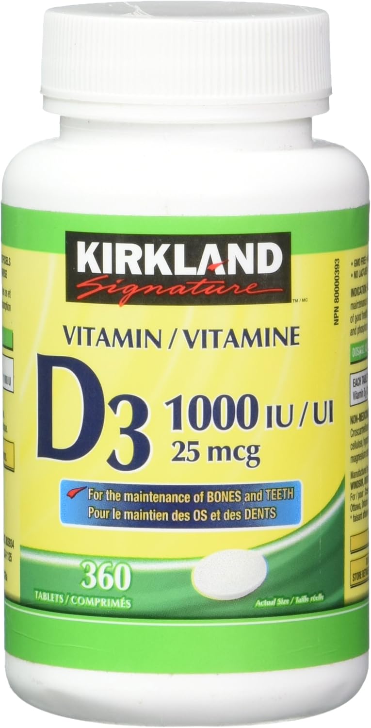 360 Tablets of Kirkland Signature Vitamin D3 1000 IU - Boost Your Health with High-Quality Supplements