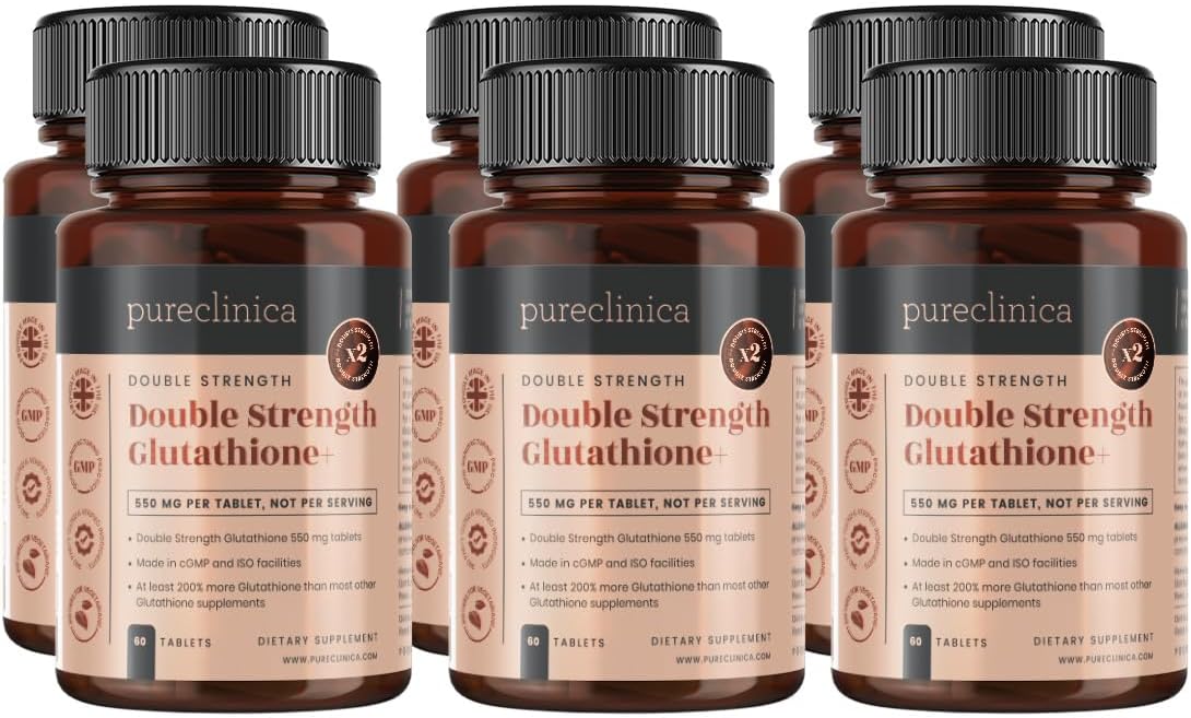 360 Tablets of pureclinica Glutathione Complex - 1000mg with ALA and Vitamin C - 6 Bottles of 60 Tablets each