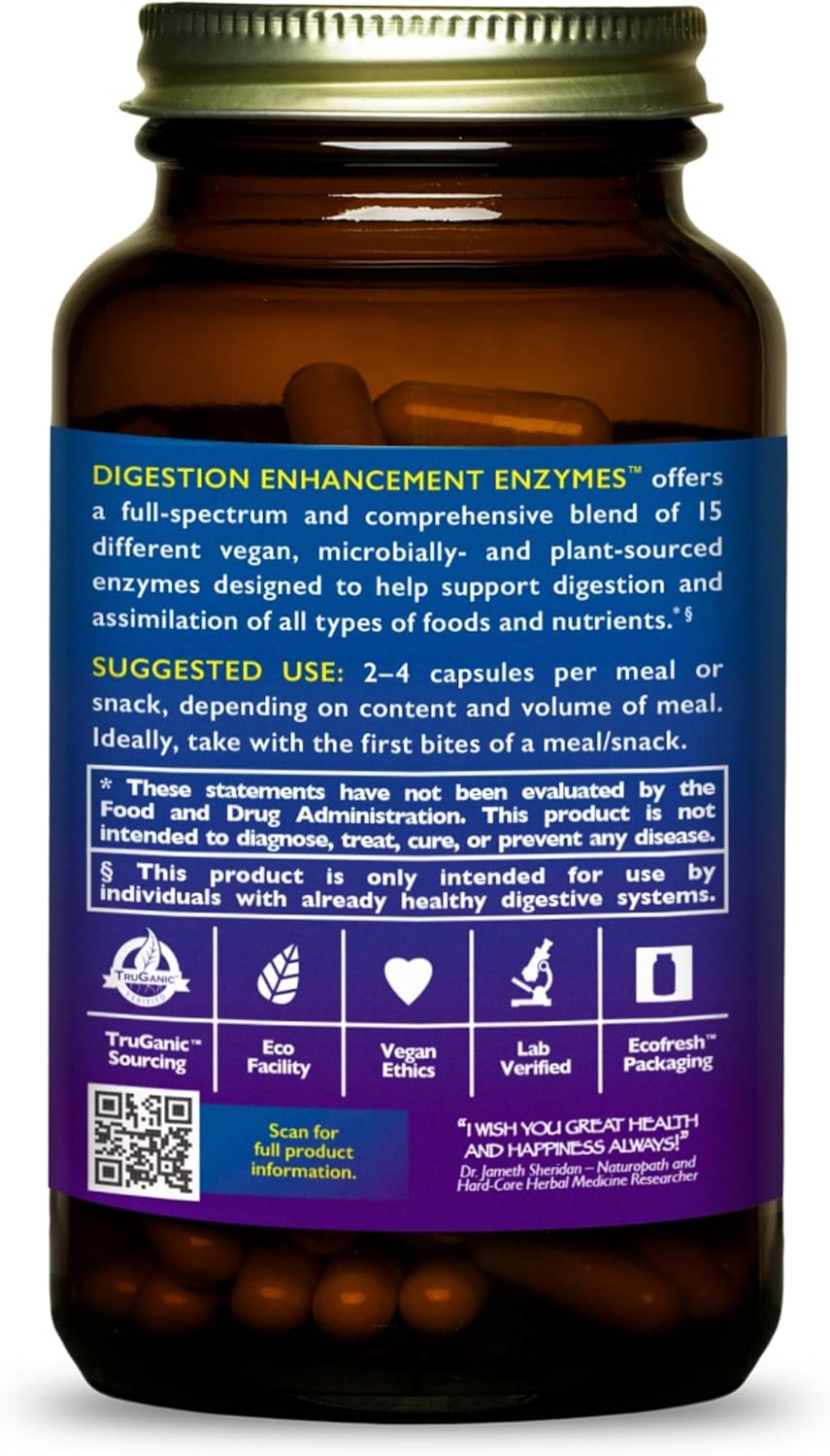 360 Vegan Capsules of HealthForce SuperFoods Digestion Enhancement Enzymes