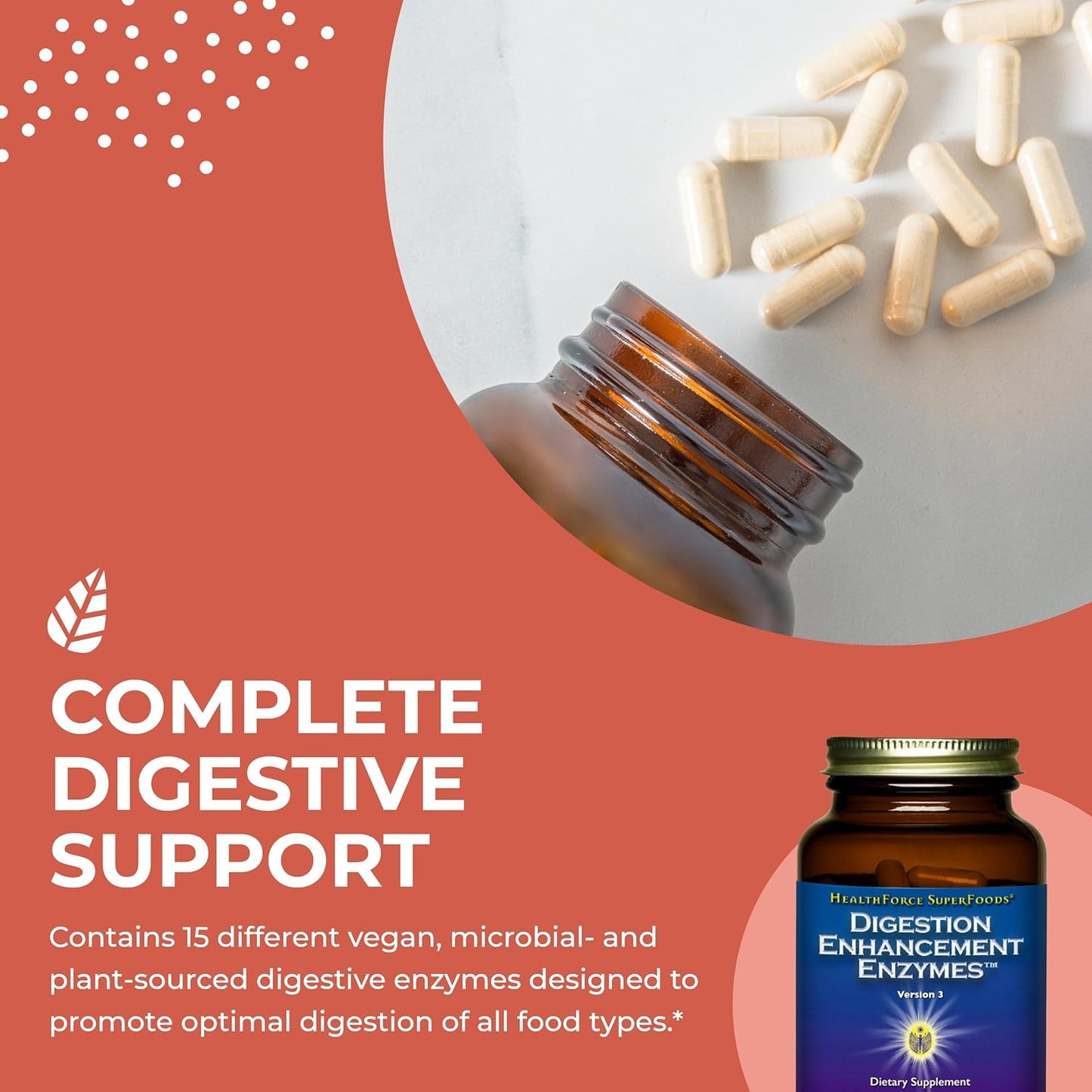 360 Vegan Capsules of HealthForce SuperFoods Digestion Enhancement Enzymes
