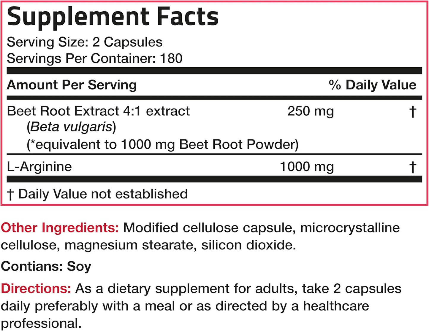 360 Vegetarian Capsules - Bronson Beet Root & L-Arginine for Nitric Oxide Support, Non-GMO
