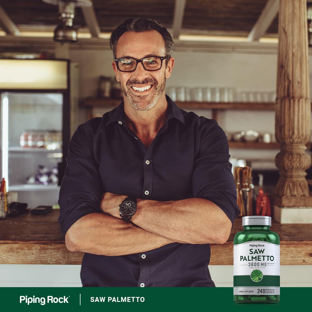 3600mg Saw Palmetto Extract Capsules for Men and Women - 240 Count - Non-GMO & Gluten Free