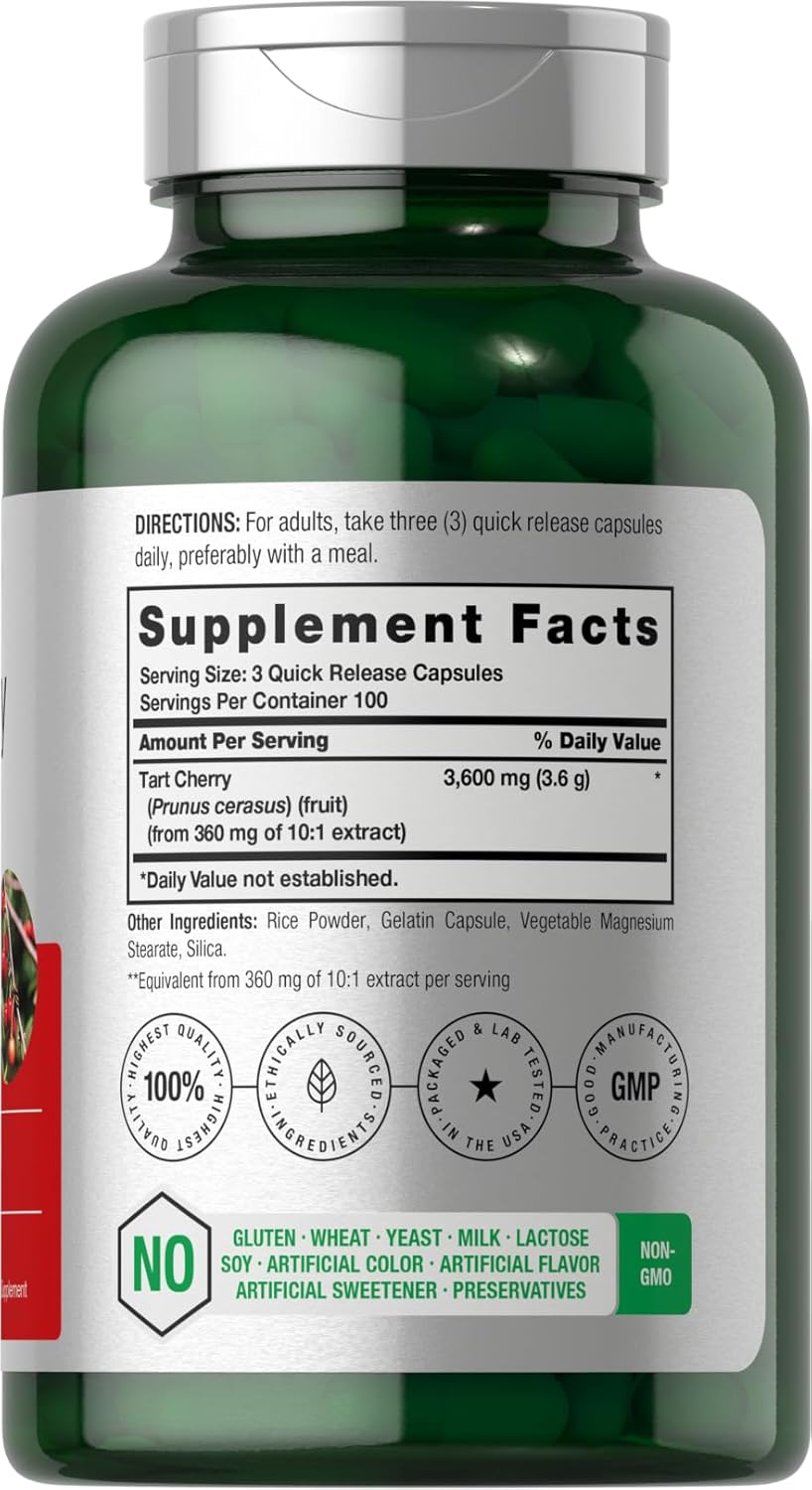 3600mg Tart Cherry Extract Capsules - 300 Pills - Non-GMO & Gluten Free Herbal Supplement by Horbäach