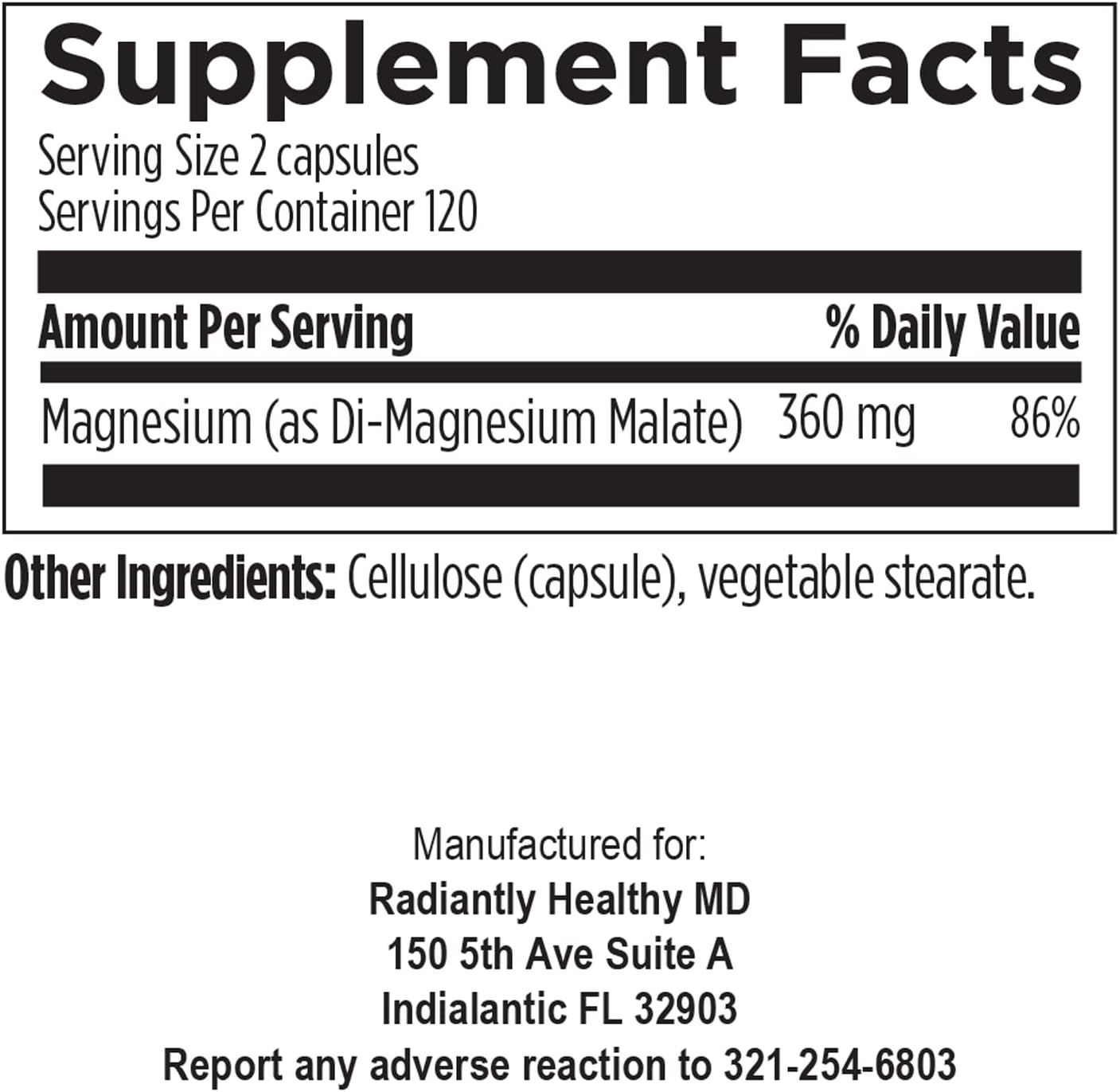 360mg Chelated Magnesium Supplement for Energy, Bone Health, and Muscle Recovery - 240 Vegetarian Capsules - Highly Bioavailable