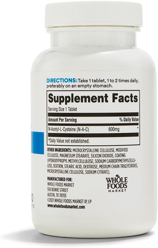 365 by Whole Foods Market N Acetyl L Cystine 600mg Sustained Release Capsules - 100 Count