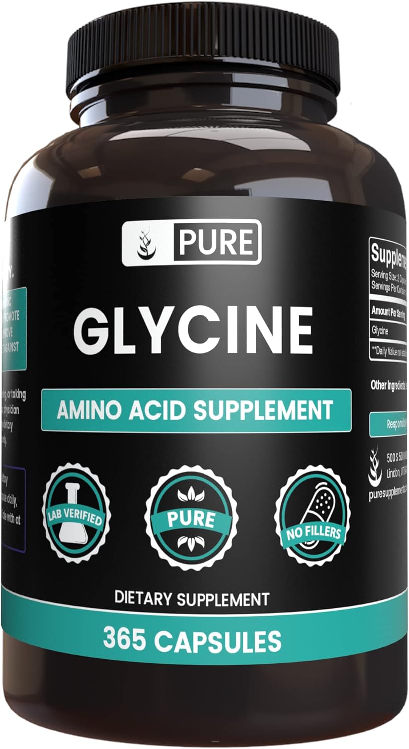 365 Capsules of Glycine with Pure Original Ingredients, Lab Verified, No Magnesium or Rice Fillers - Always Pure