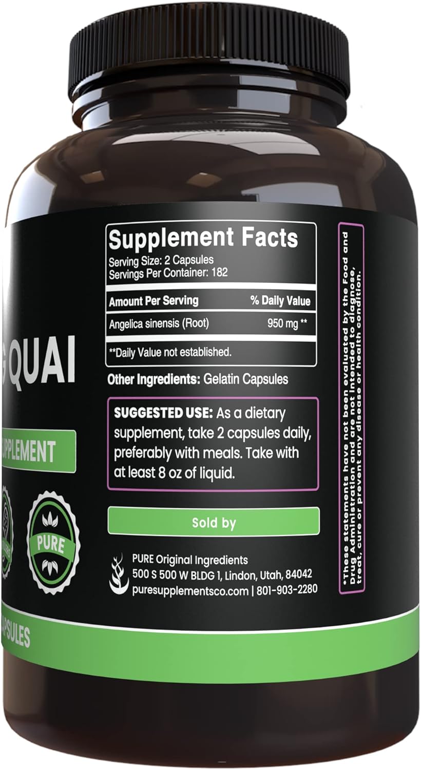 365 Capsules of Pure Dong Quai - No Magnesium or Rice Fillers - Lab Verified
