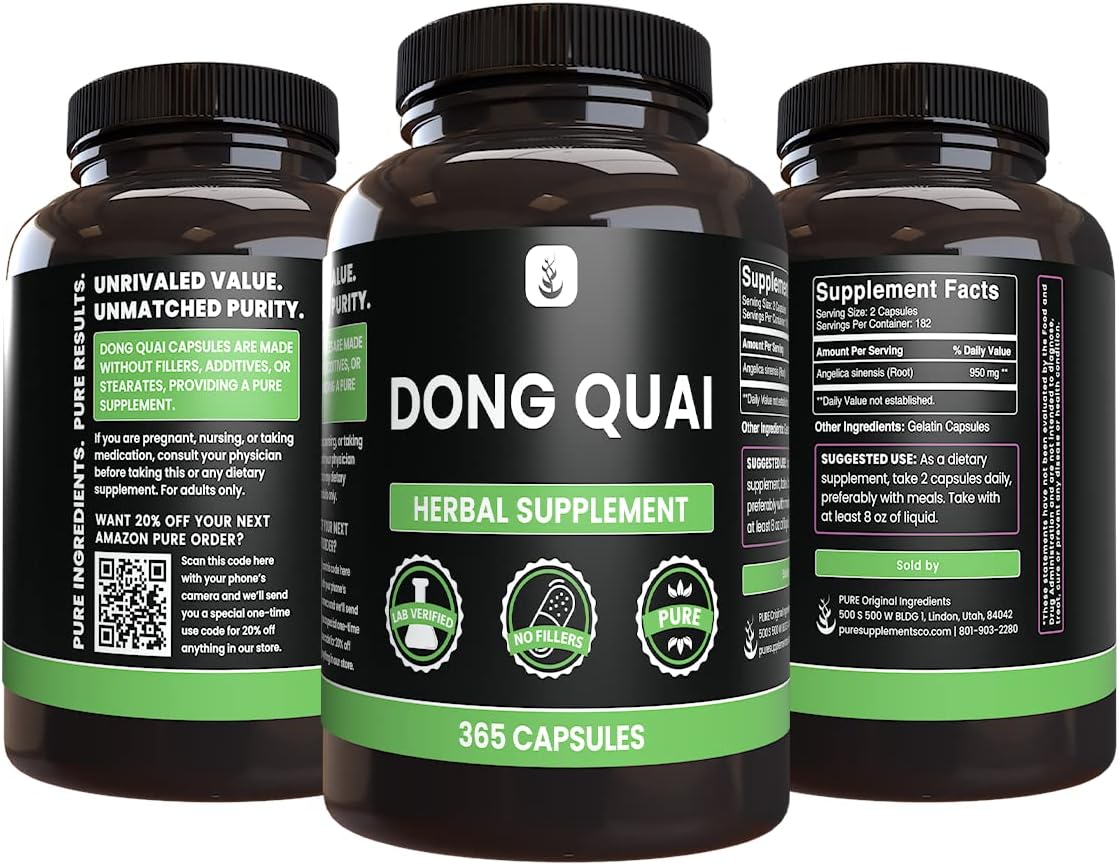 365 Capsules of Pure Dong Quai - No Magnesium or Rice Fillers - Lab Verified