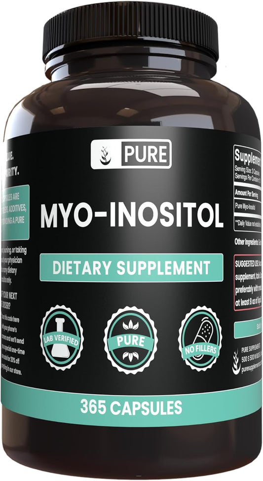 365 Capsules of Pure Myo-Inositol with Original Ingredients - Lab Verified, No Magnesium or Rice Fillers