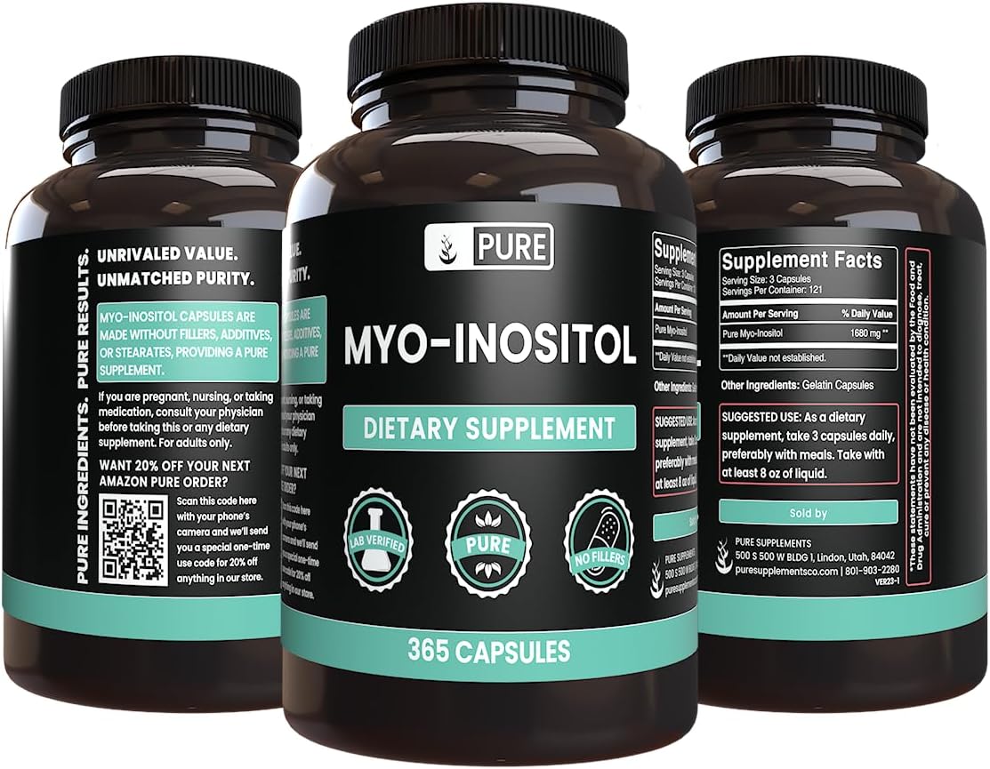 365 Capsules of Pure Myo-Inositol with Original Ingredients - Lab Verified, No Magnesium or Rice Fillers