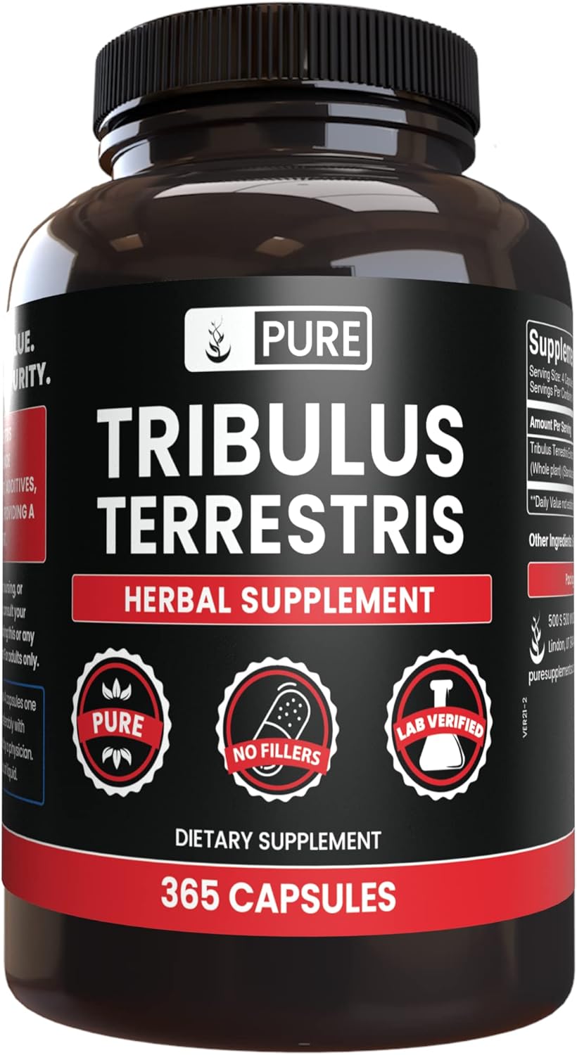 365 Capsules of Pure Tribulus Terrestris Extract - No Magnesium or Rice Fillers - Lab Verified and Always Pure