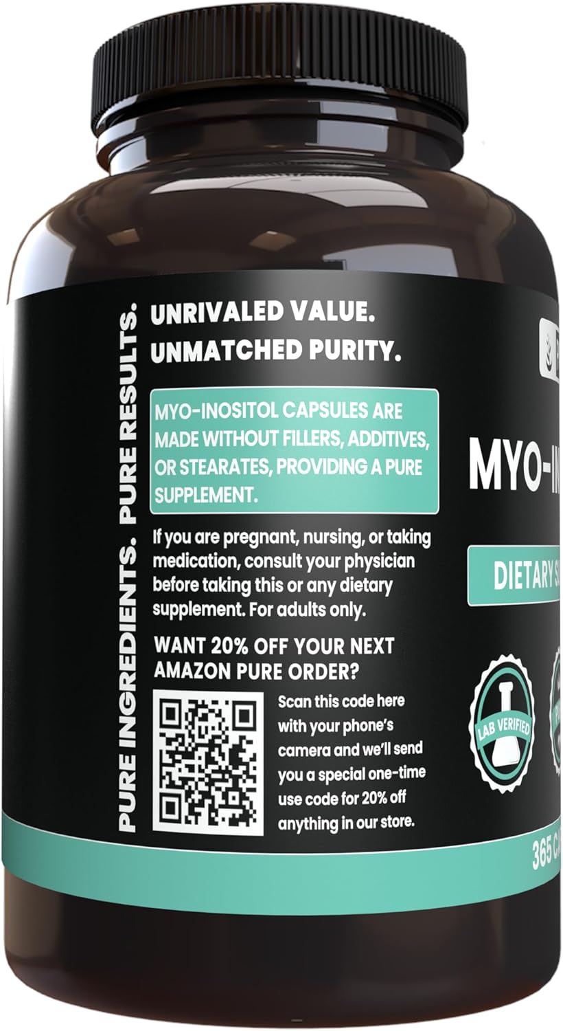 365 Capsules Pure Myo-Inositol with Original Ingredients, Lab Verified, No Magnesium or Rice Fillers