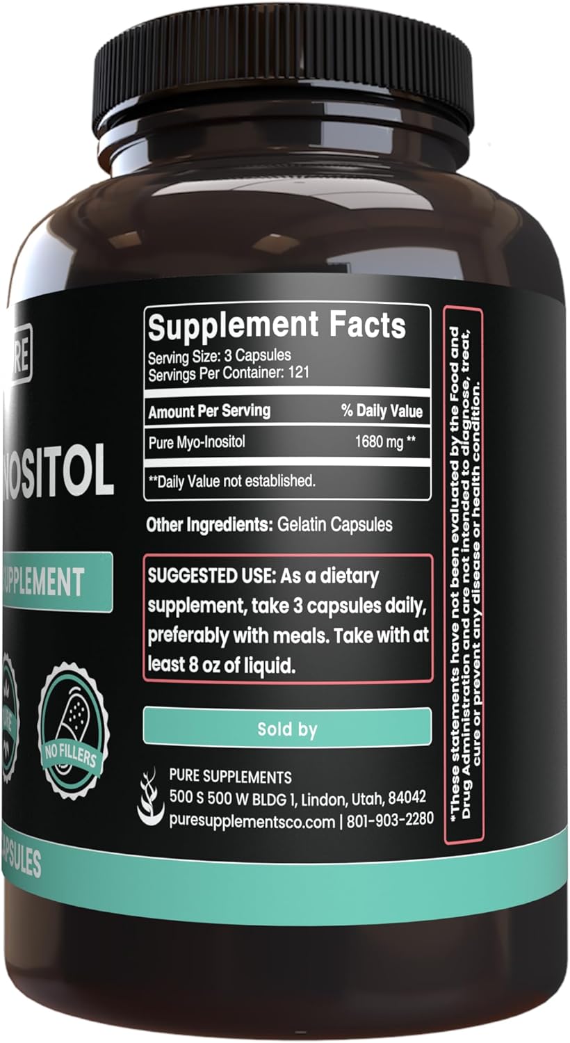 365 Capsules Pure Myo-Inositol with Original Ingredients, Lab Verified, No Magnesium or Rice Fillers