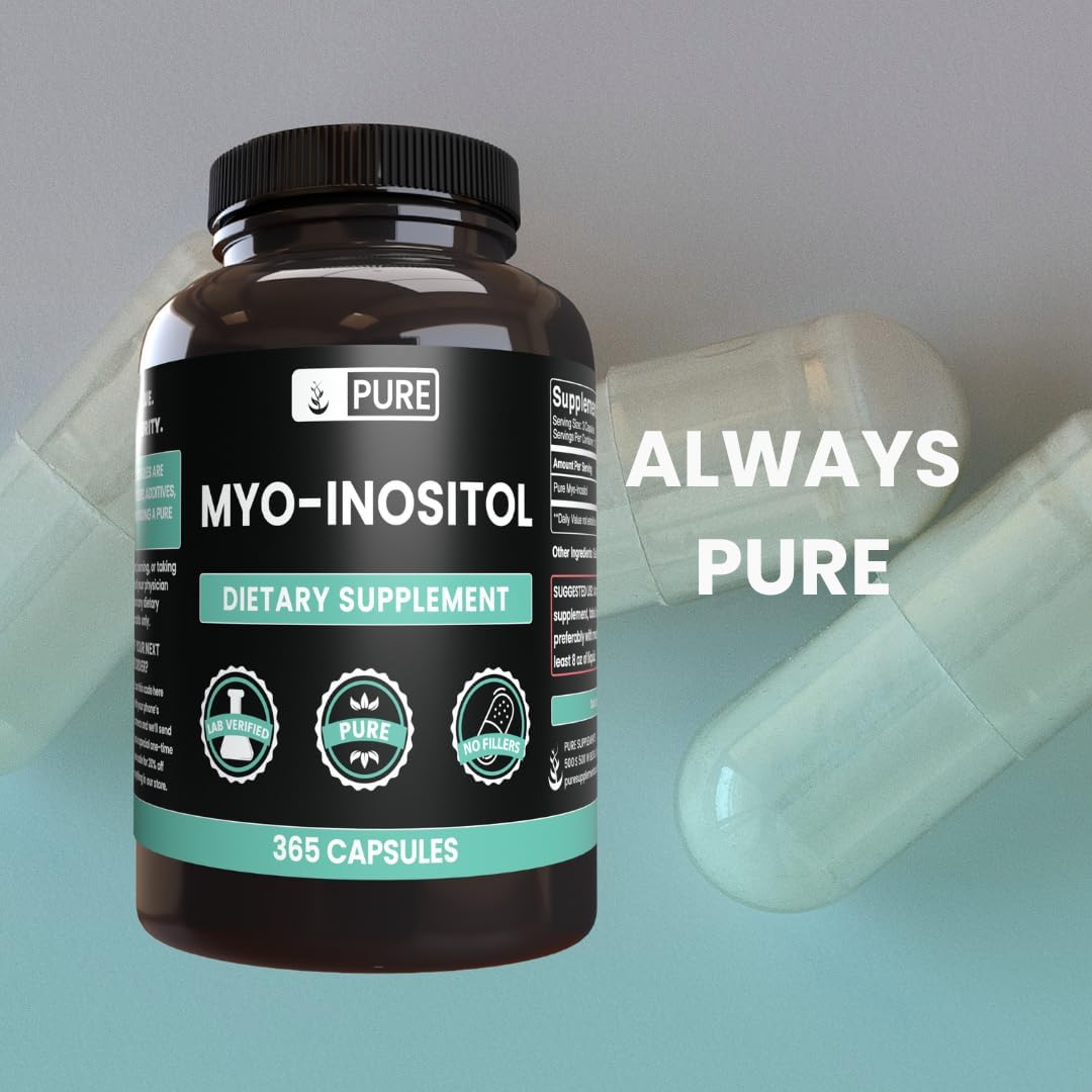 365 Capsules Pure Myo-Inositol with Original Ingredients, Lab Verified, No Magnesium or Rice Fillers