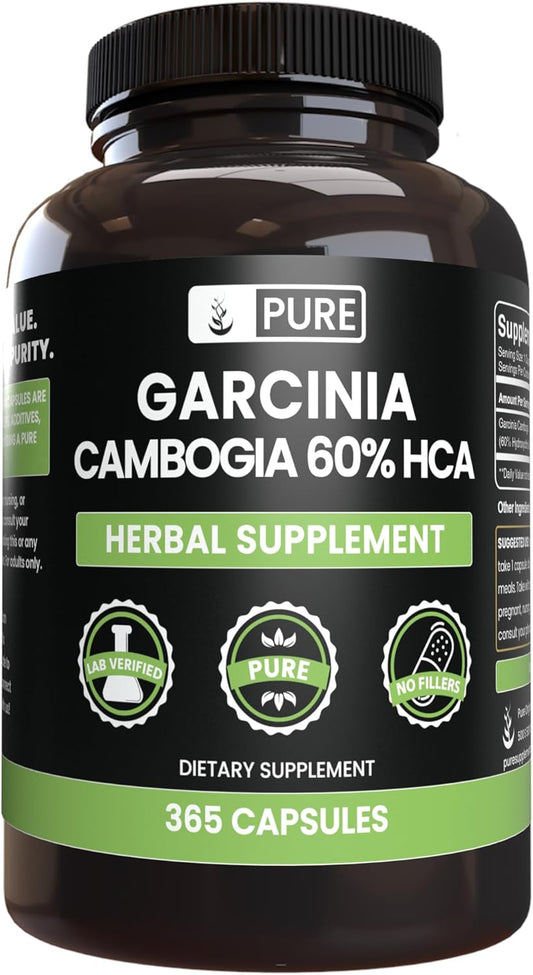 365 Count Garcinia Cambogia Capsules with Pure Original Ingredients, Lab Verified - No Magnesium or Rice Fillers