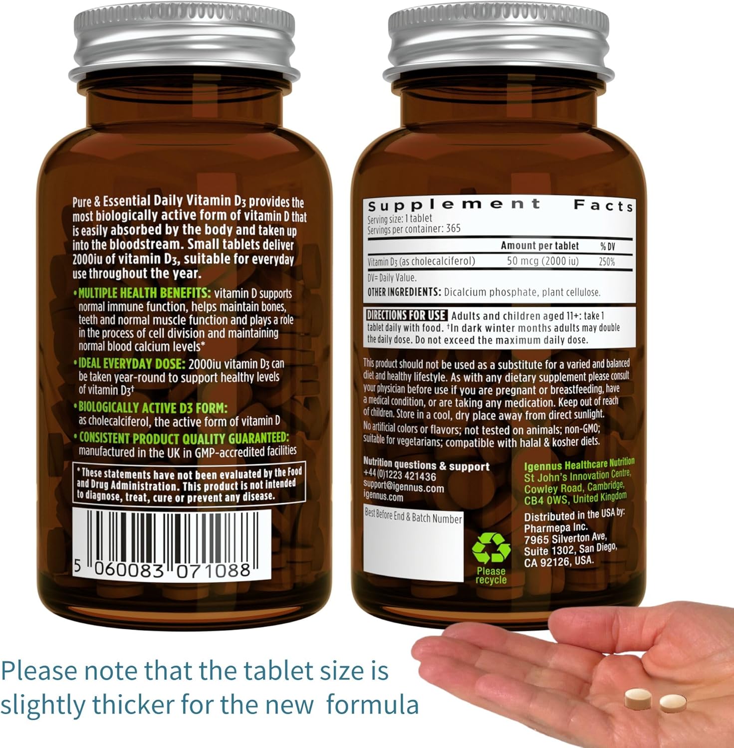 365-Day Supply of Vitamin D3 and B12 Complex Bundle (2000iu Tablets + 5000mcg Spray) Vegan-Friendly by Igennus