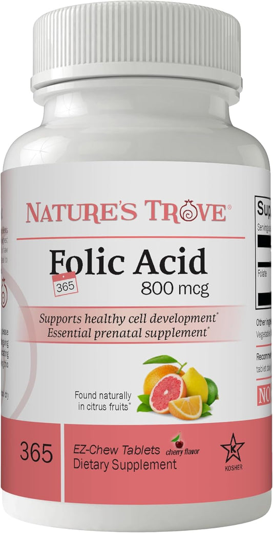 365 Nature's Trove Folic Acid 800 mcg EZ Chew Tablets in Cherry Flavor