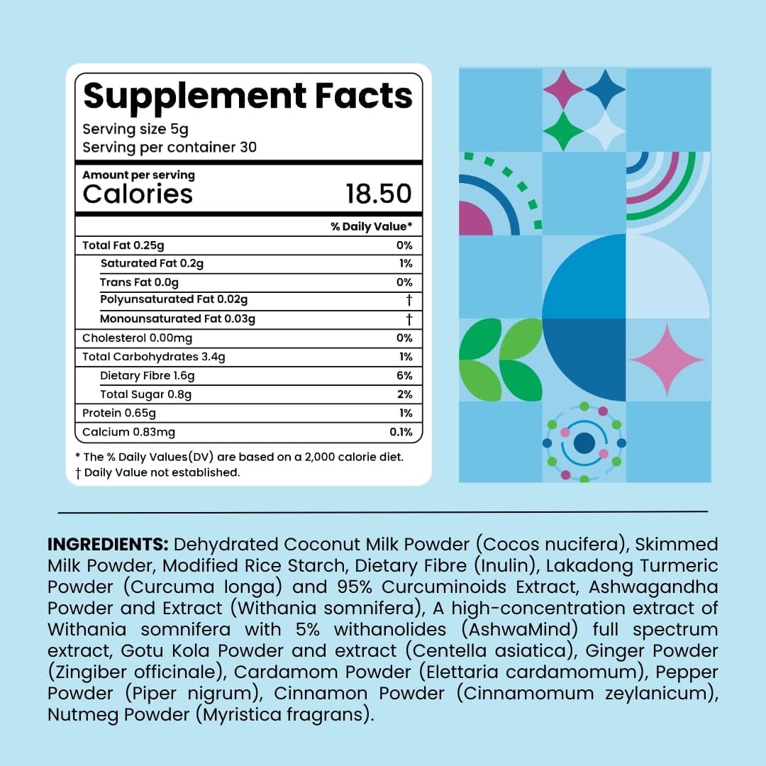 365veda Focus Superfood Latte Sachets with Ashwagandha, Curcumin, and Gotu Kola - Enhances Memory & Focus, Gluten-Free, Non-GMO (30 Count, Butterscotch Flavor)