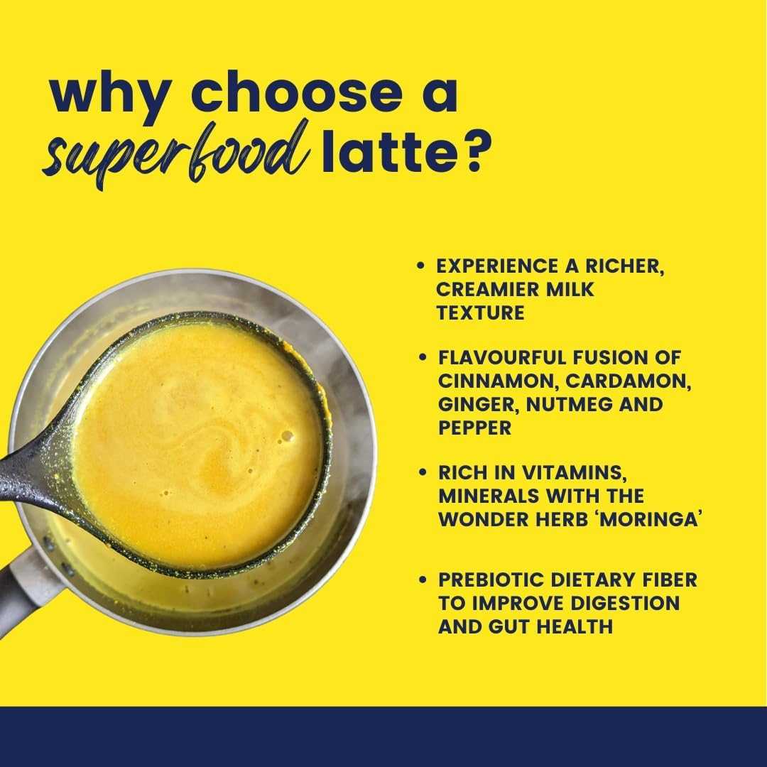 365veda Immunity-Boosting Latte with Moringa, Giloy & Turmeric, 100% Natural Ingredients, Supports Digestion, Gluten-Free On-The-Go Sachets (30 Count)