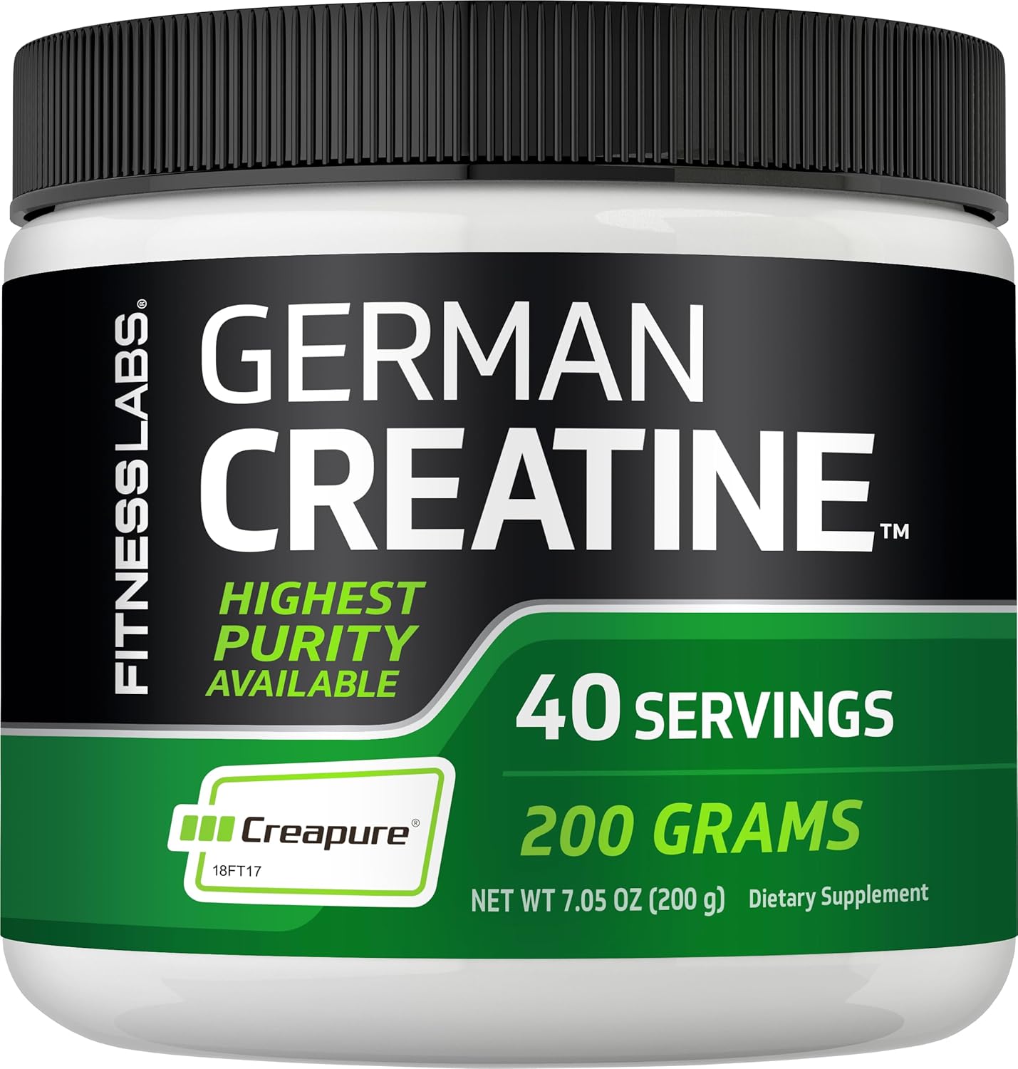 39 Servings of Non-GMO German Creatine Monohydrate Powder - 7.05 oz - Creapure Formula - Gluten Free Fitness Supplement