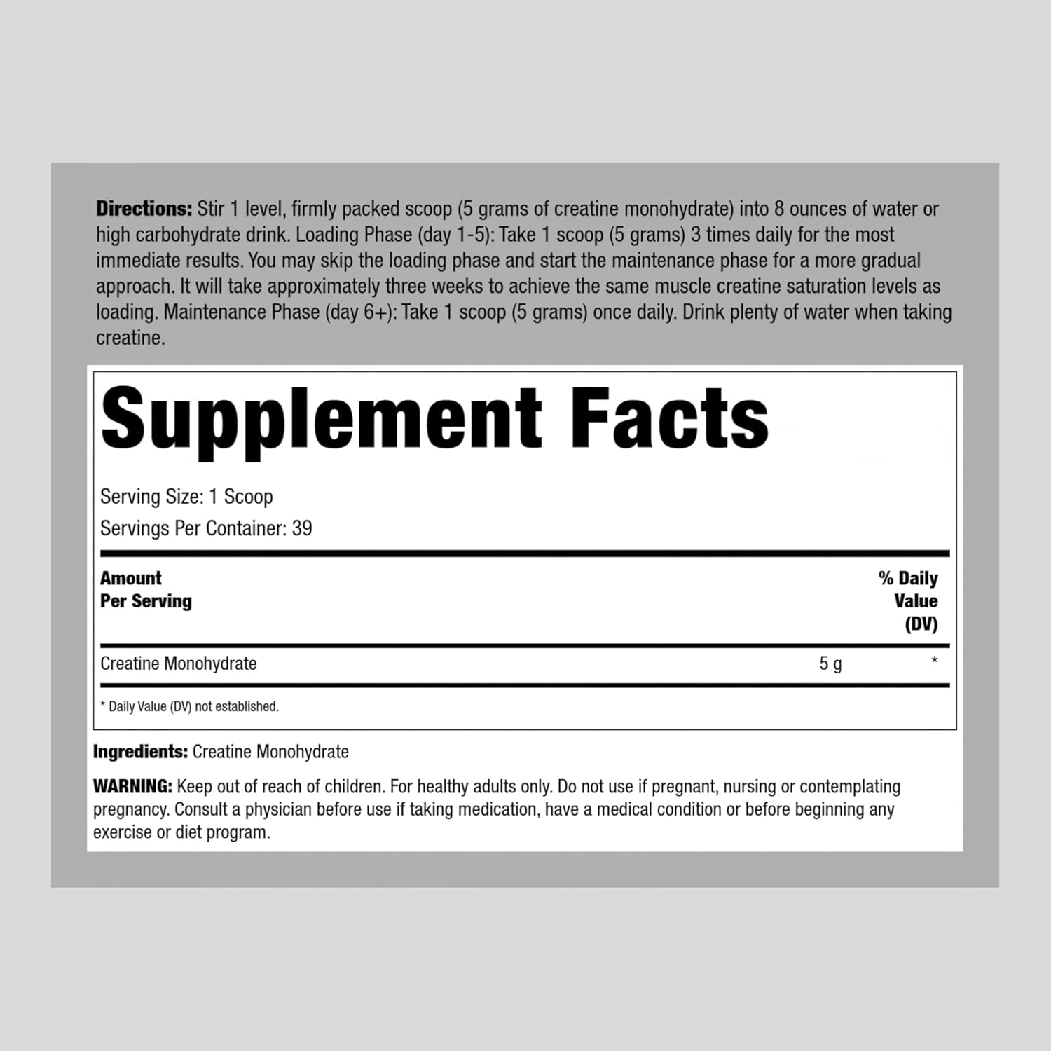 39 Servings of Non-GMO German Creatine Monohydrate Powder - 7.05 oz - Creapure Formula - Gluten Free Fitness Supplement